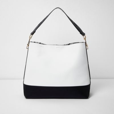 Black and white slouch bag
